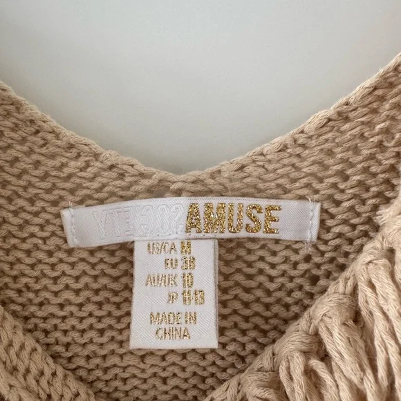 Amuse Society beige knit fringe dress - Picture 4 of 4